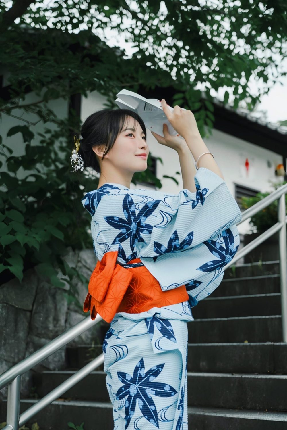 Blue kimono for summer festivals