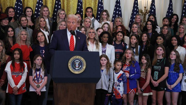 Donald Trump speaking ahead of signing the order.Pic: Reuters/Leah Millis