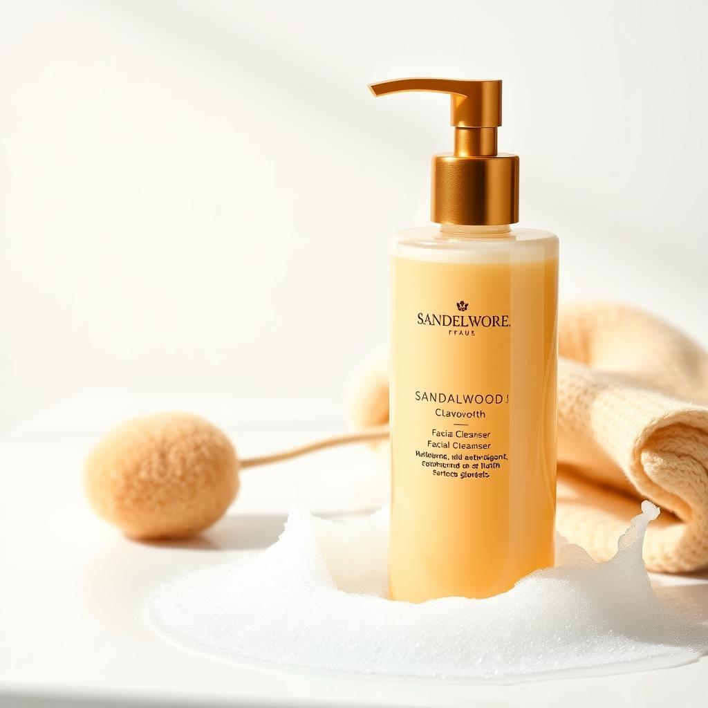 Sandalwood facial cleanser with foam