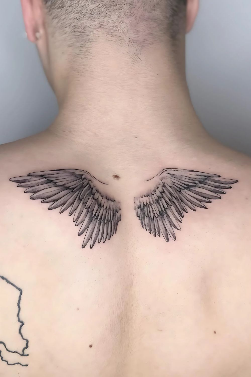  Majestic Angel Wing Neck Tattoo