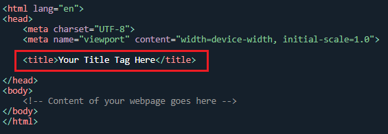 Title tag HTML Syntax