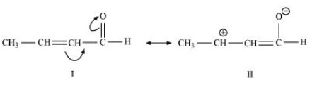 The resonating structures for CH3CH = CHCHO are shown