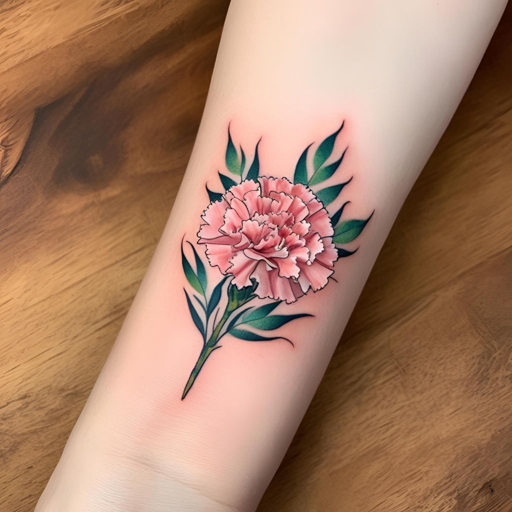 Realistic Carnation Tattoo