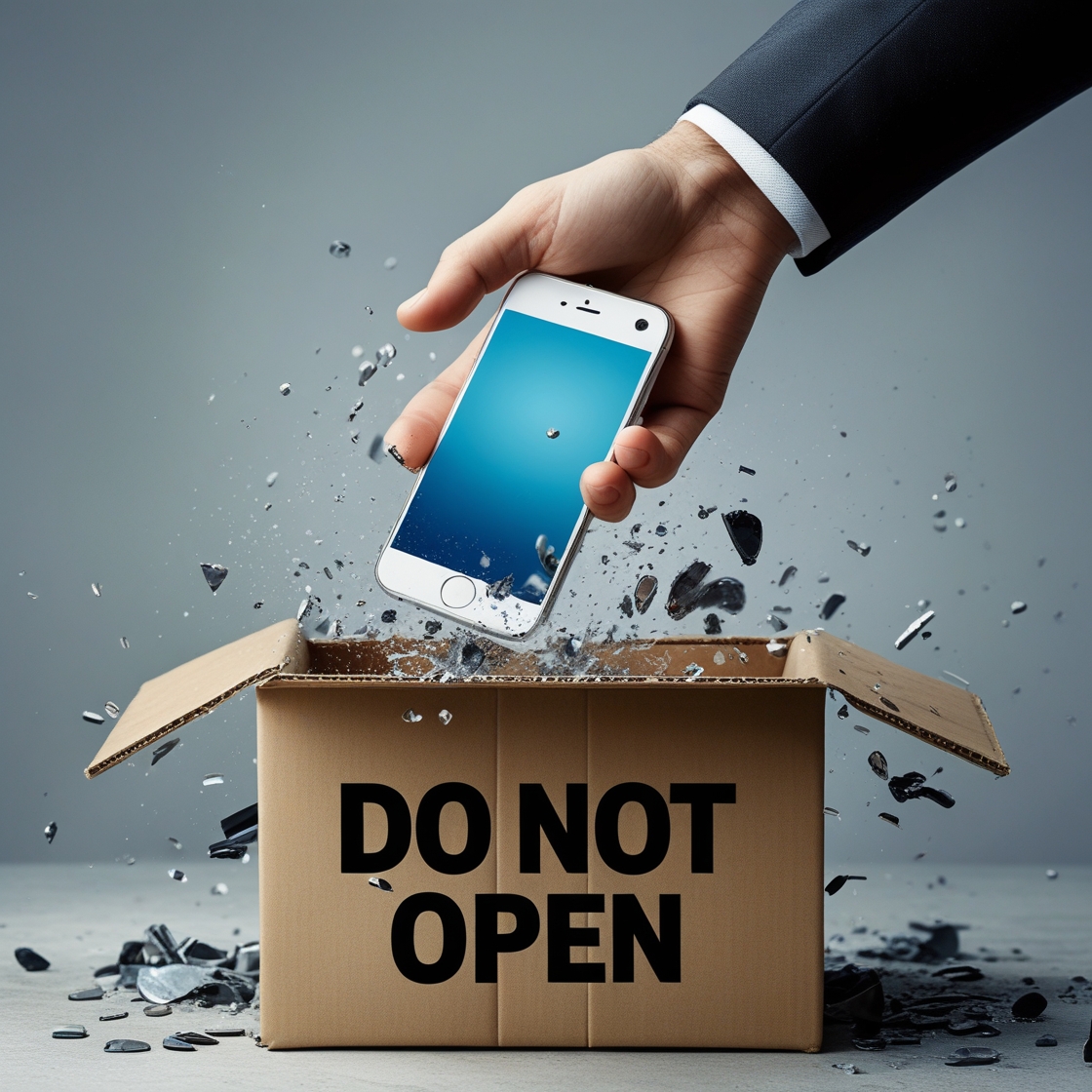 A symbolic image of a phone being thrown into a box labeled "DO NOT OPEN," or a person confidently deleting an ex’s profile from their social media