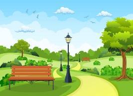 Bench With Tree And Lantern In The Park Stock Illustration - Download Image  Now - Public Park, City, Tree - iStock