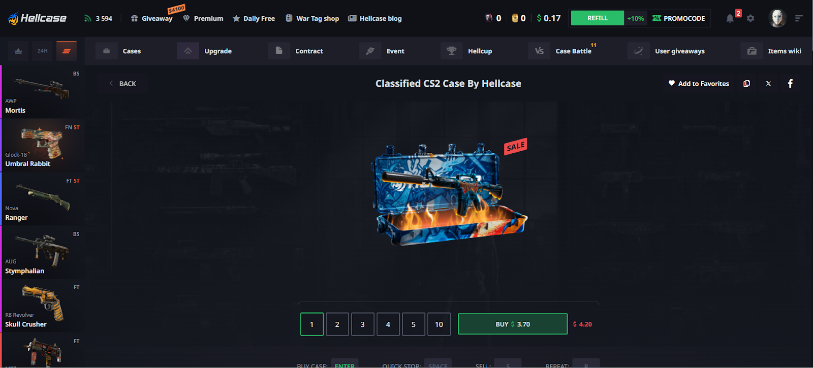 Buying cases on Hellcase