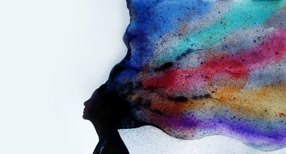 Symbolic painting of a woman with focus on her mind. 