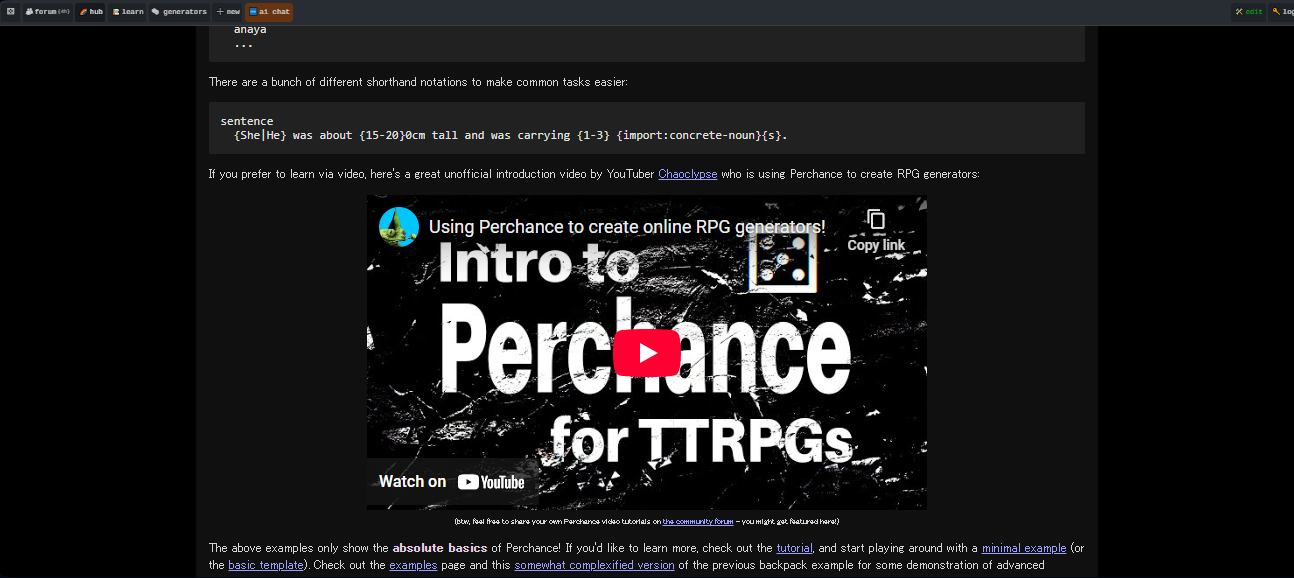 perchance ai  interface