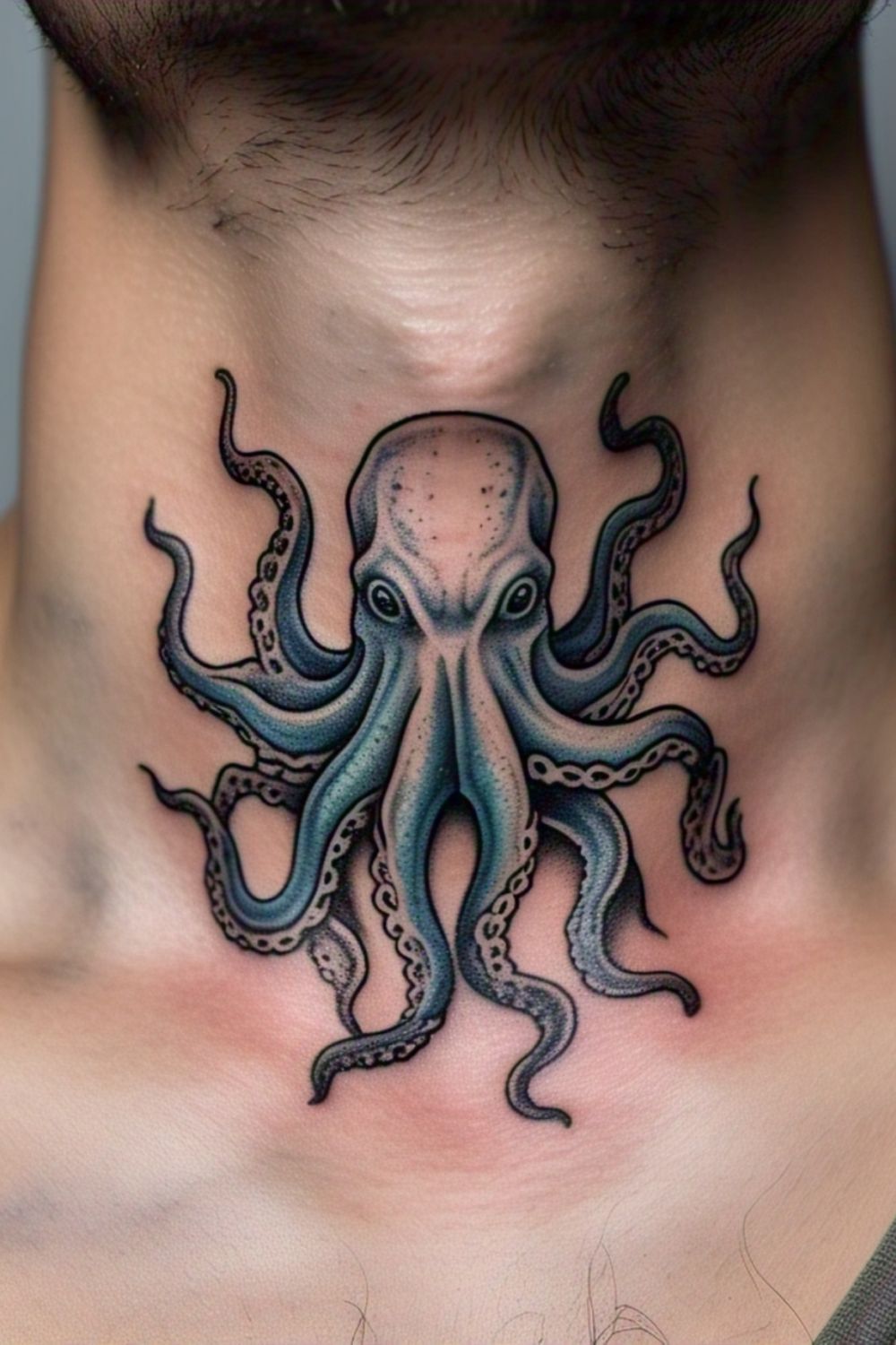 Octopus Throat Tattoo