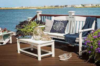 elevating your outdoor living top trex furniture choices rockport club coffee table on deck overlooking water custom built michigan