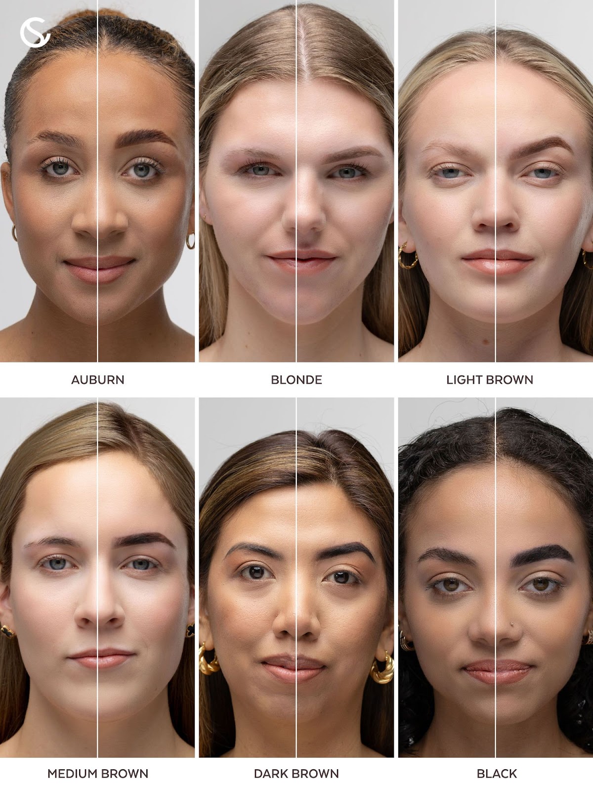 Supercilium Brow Henna shade chart with six colors for professional eyebrow tinting