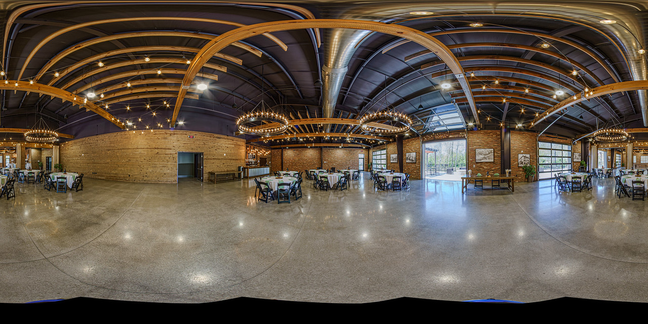 Panoramic view of wedding hall at LMBC Event Center