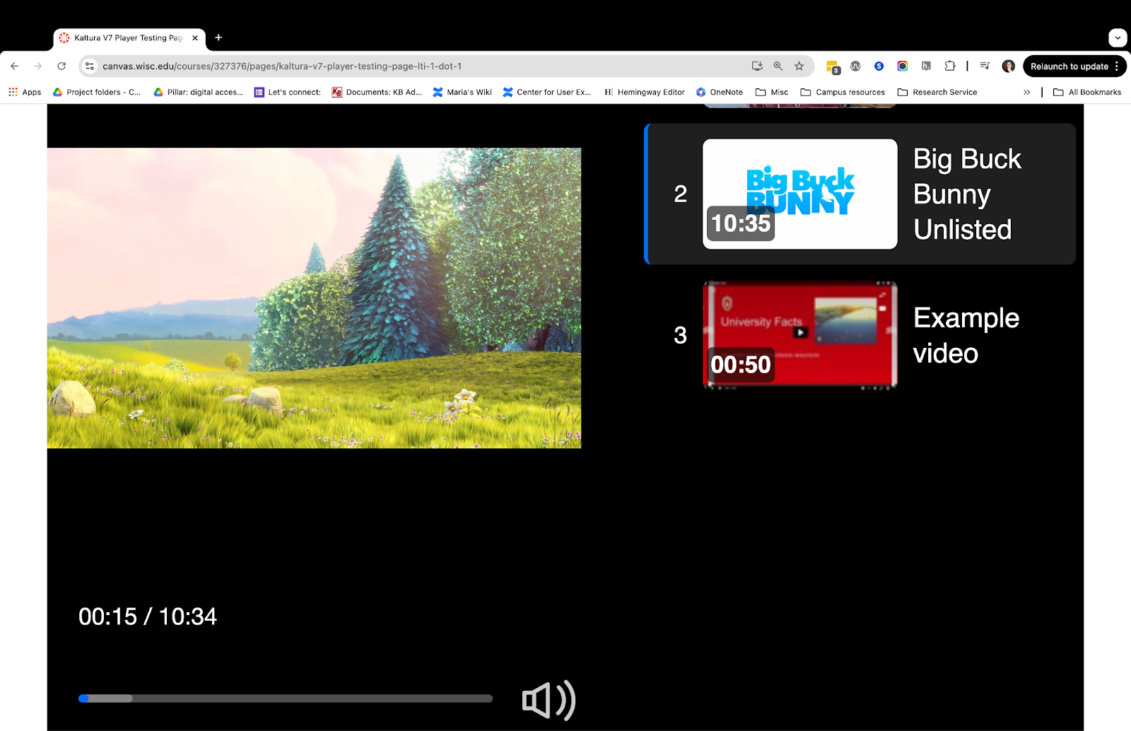 The videoplayer embedded in Canvas and magnified. See caption for details.