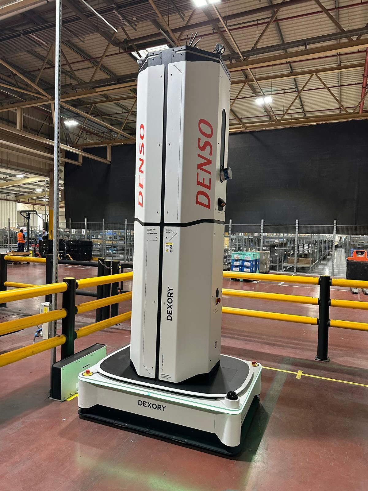 Dexory's autonomous robot safely navigating DENSO's warehouse