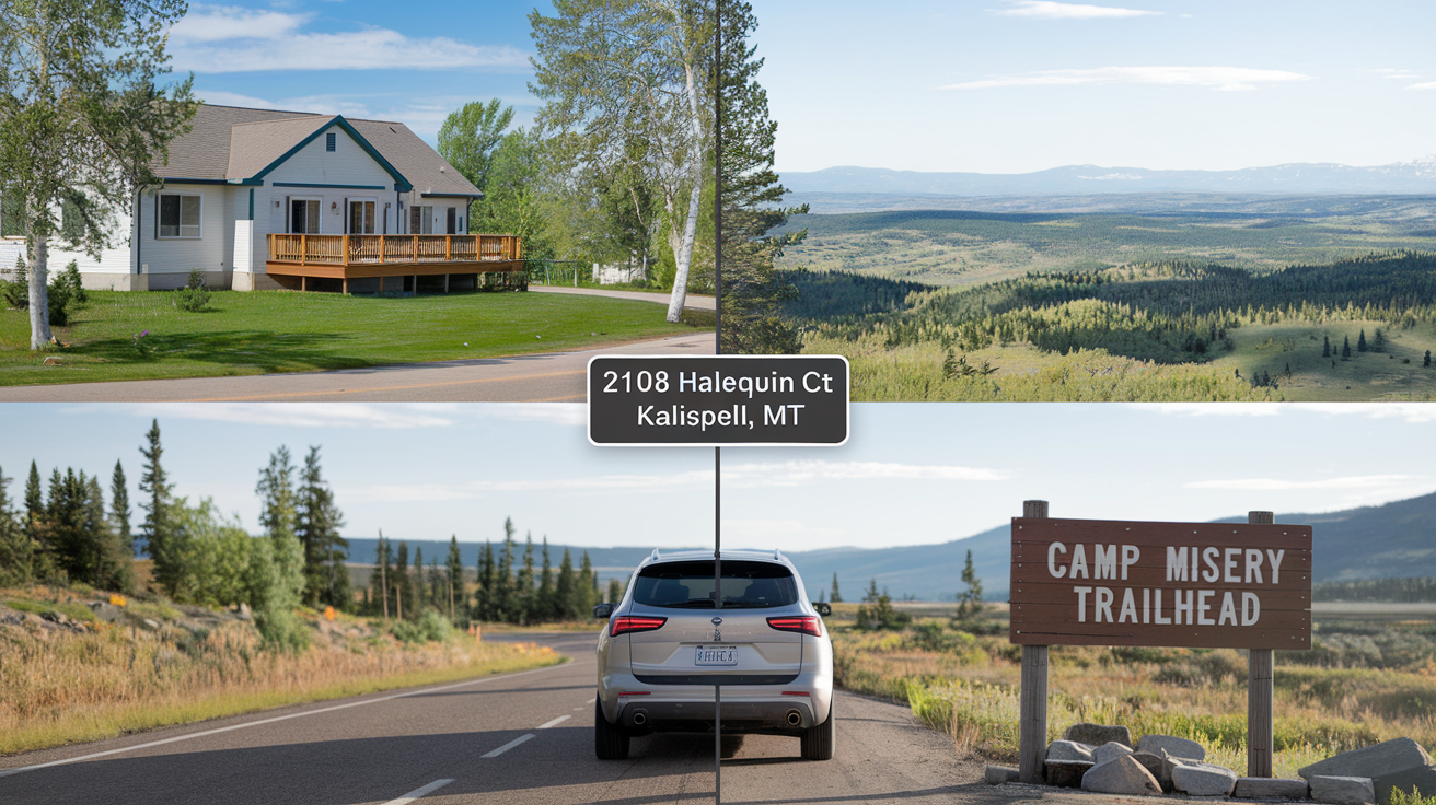 2108 halequin ct kalispell mt to camp misery trailhead​