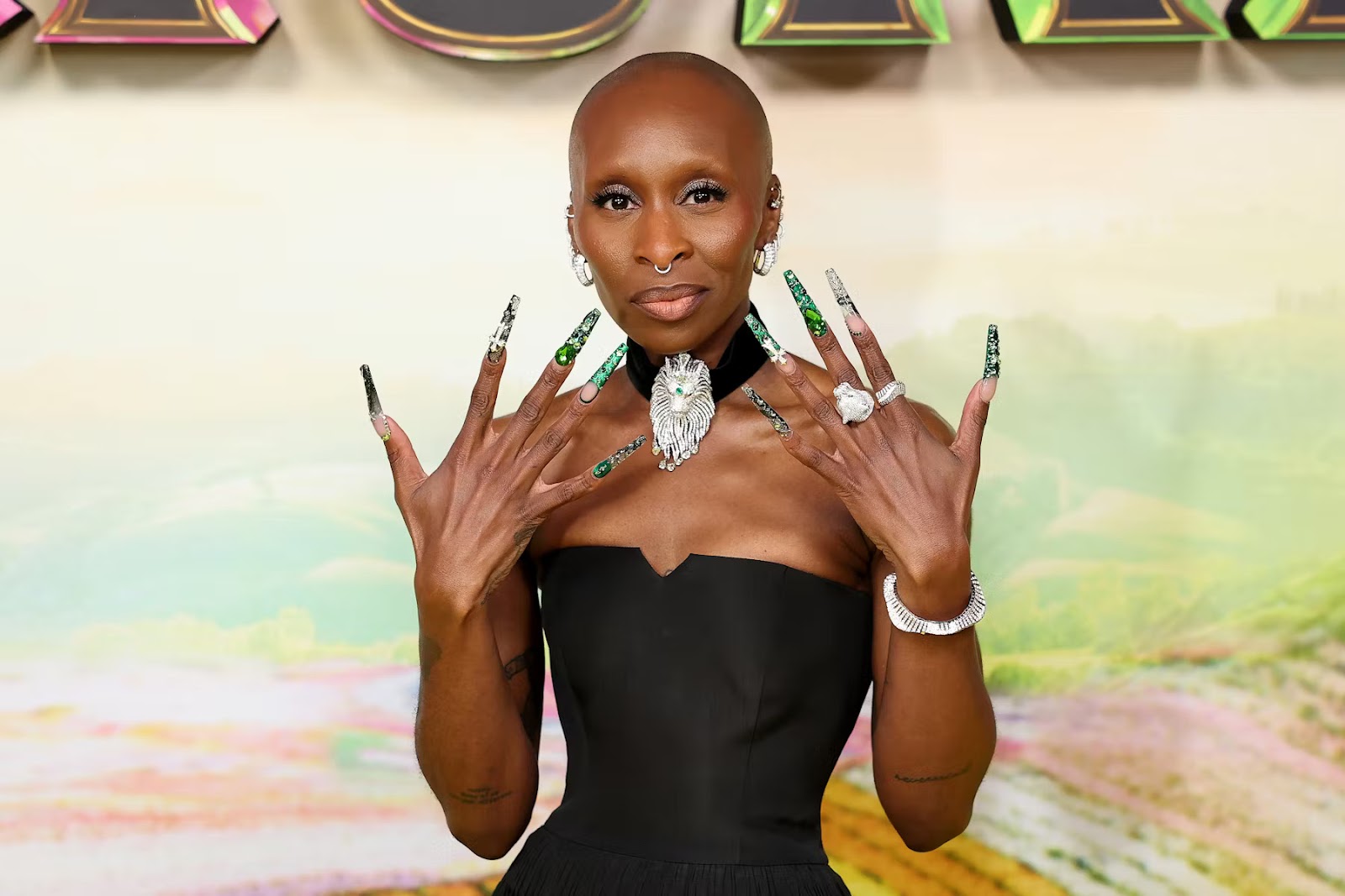 Cynthia Erivo at a "Wicked" red carpet event.