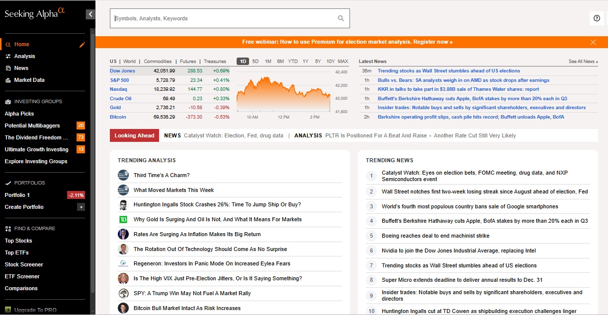 Seeking Alpha Home Page