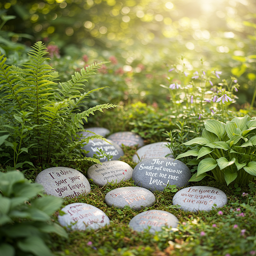 Romantic Garden Stones: Words Etched in Stone