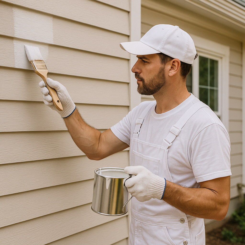 Professional painter working on a home's exterior