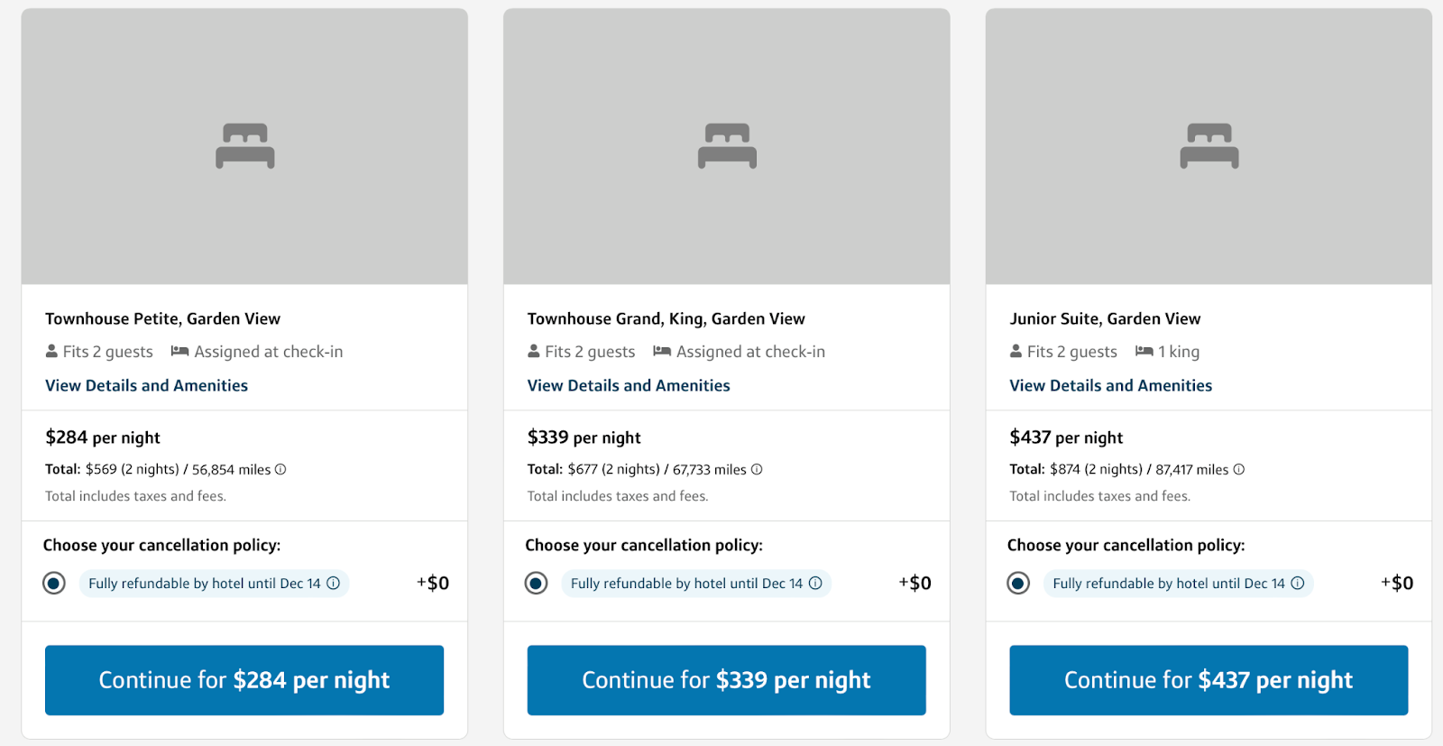 comparing hotel rooms on capital one