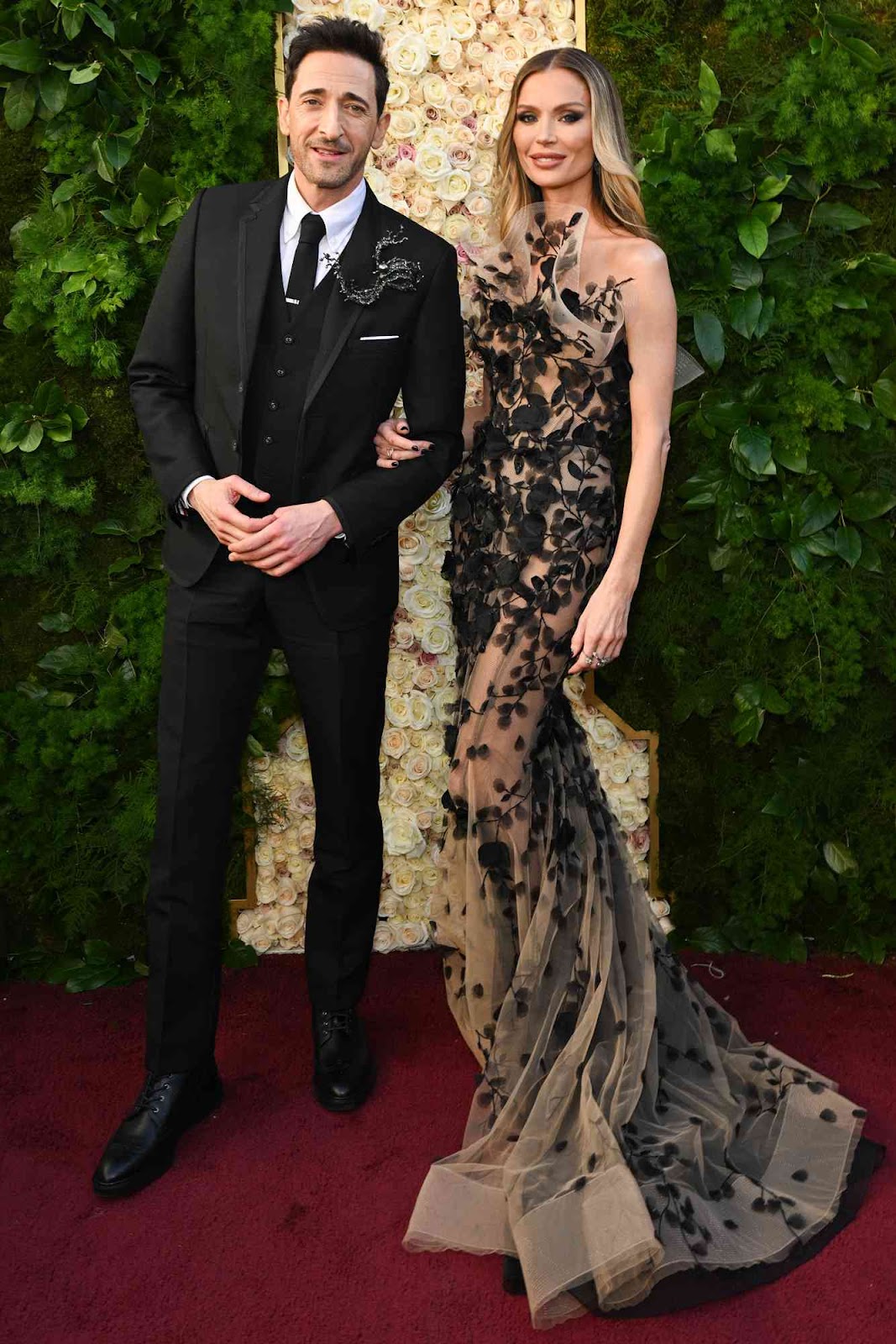 Adrien Brody, Georgina Chapman during the 82nd Annual Golden Globes held at The Beverly Hilton on January 05, 2025 in Beverly Hills, California.