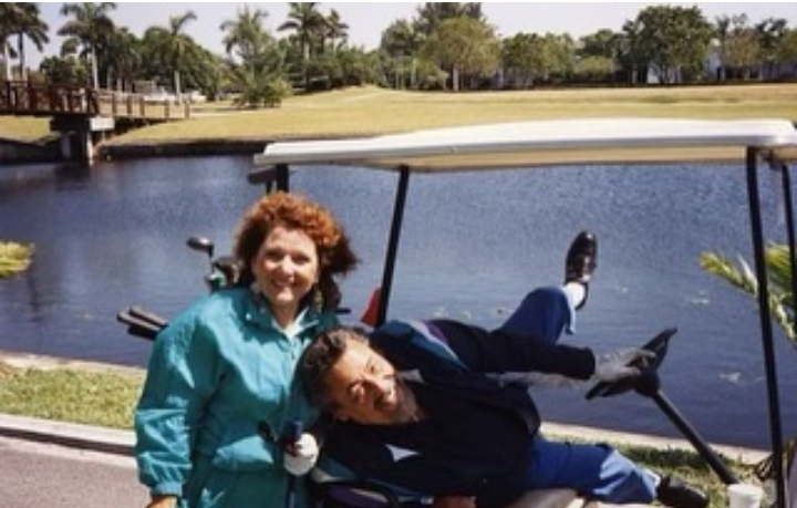 Stanley Sandler with his wife having fun