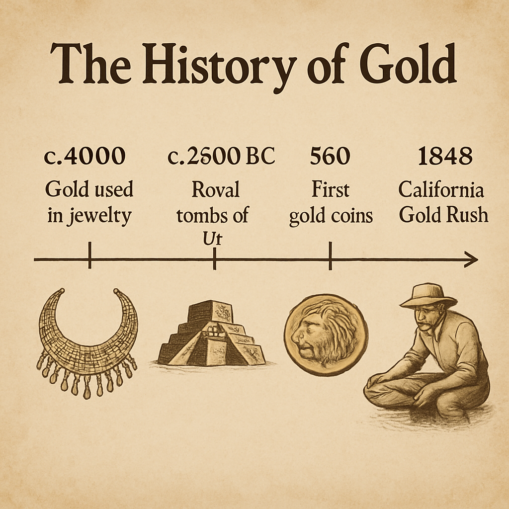 A historical timeline of gold's significance and milestones throughout history