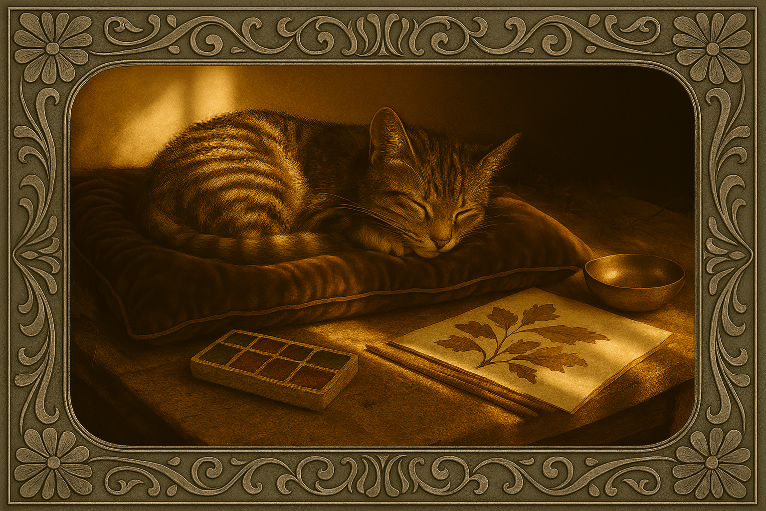 Miss Tiggles on GD Darrow's drawing table.