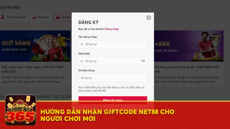 Cách nhận Giftcode Net88 cho người chơi mới