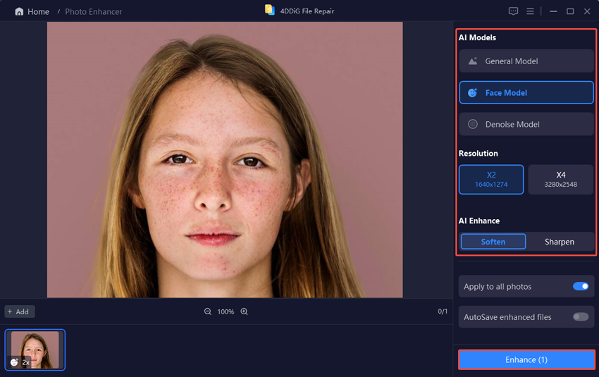 select face model and soften to retouch photos