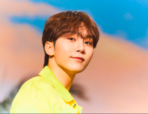 This contains an image of SEVENTEEN Seungkwan