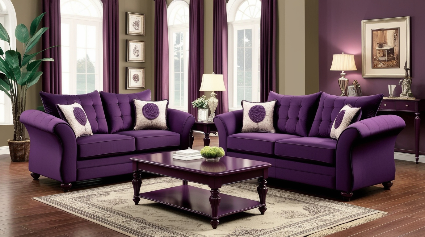 Surti purple 2 PC living room set