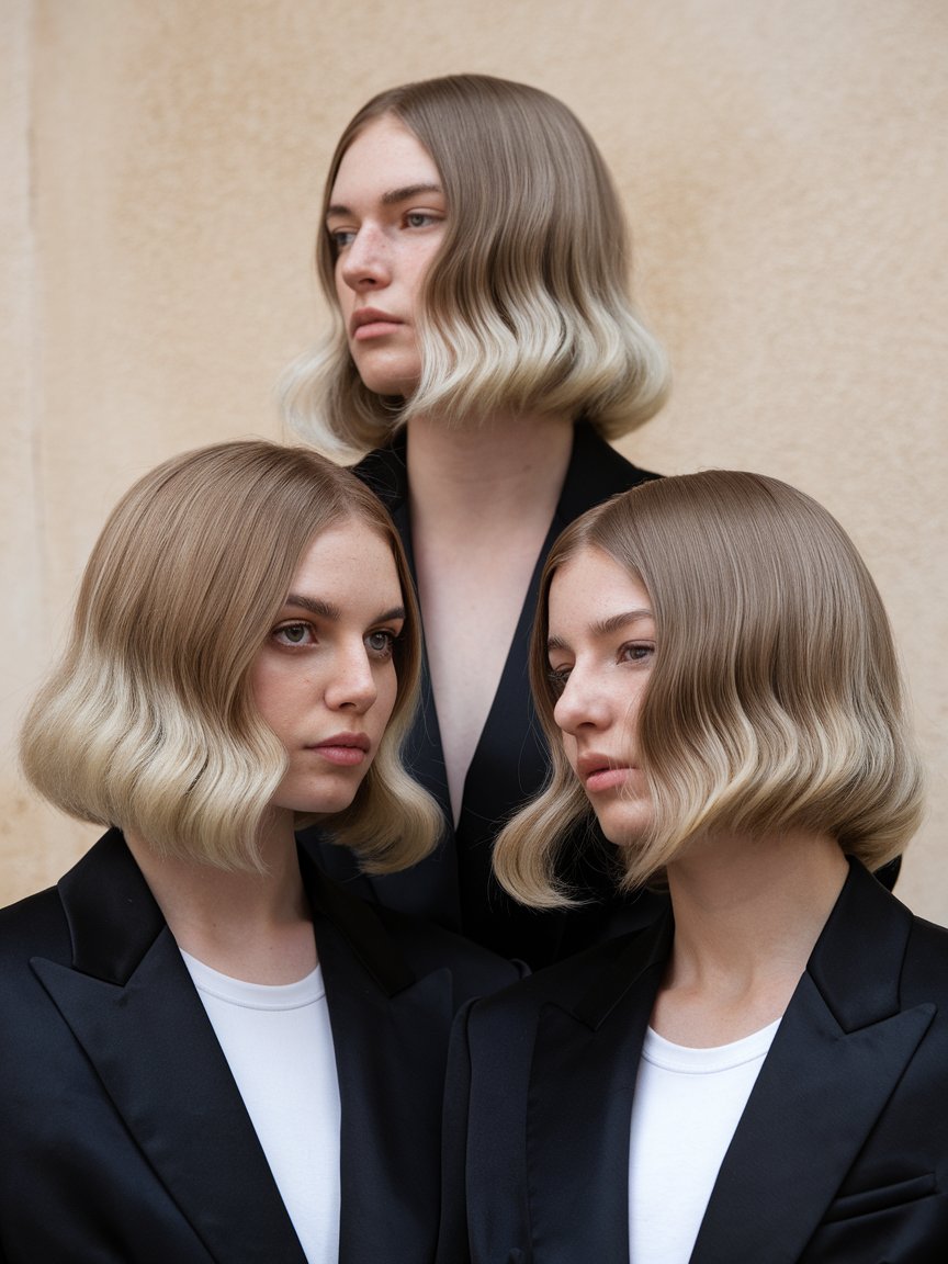 69. Sleek Wavy Bob with Middle Part