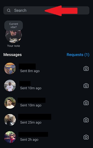 How to Call on Instagram: search for a conversation