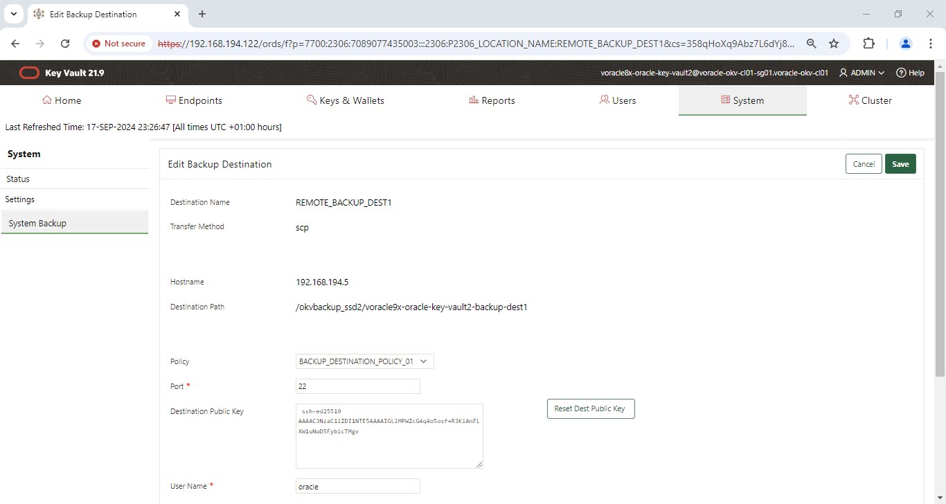 Edit Backup Destination - Google Chrome