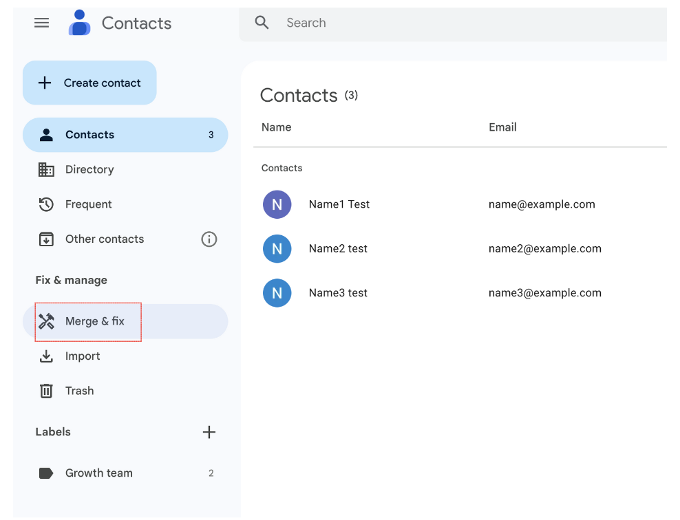 "Merge & fix" option to combine duplicate contacts