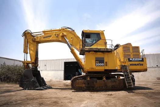 A PC2000 Komatsu excavator on display