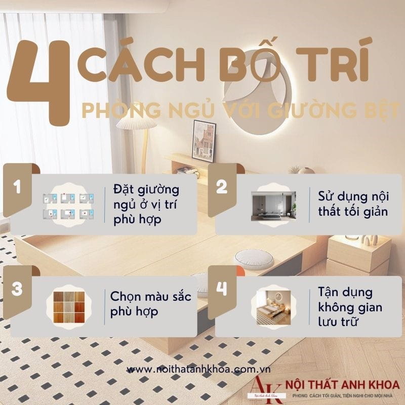 4 Cách bố trí phòng ngủ với giường ngủ bệt