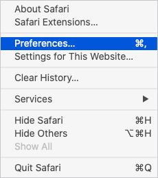 Safari preferences