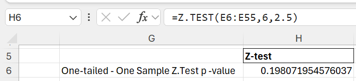 hypothesis testing in Excel - z test