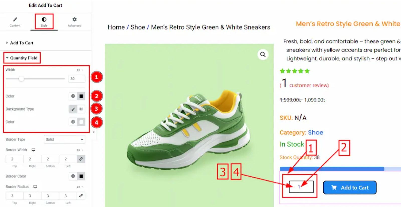 Style the Quantity Field of cart