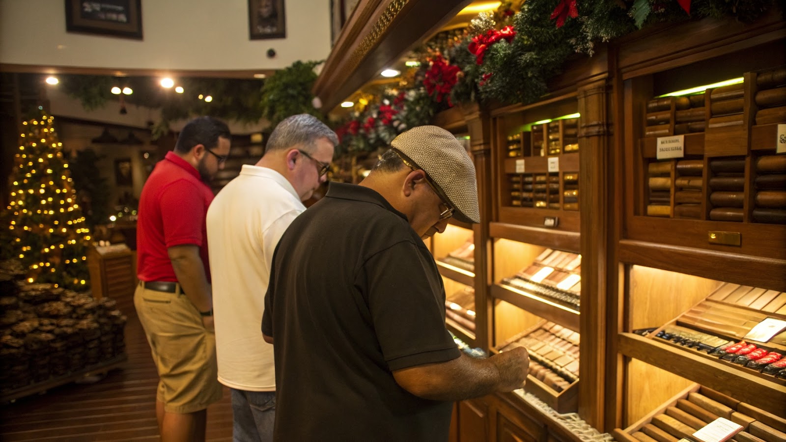 Men browsing cigars during the holidays
