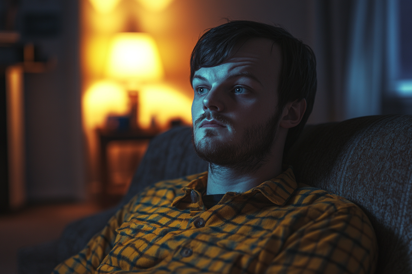 A man sitting on a couch, thinking | Source: Midjourney