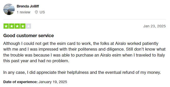 Airalo customer experience with refunds
