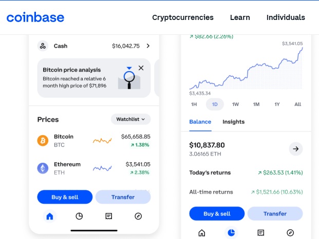 Coinbase Home Screen