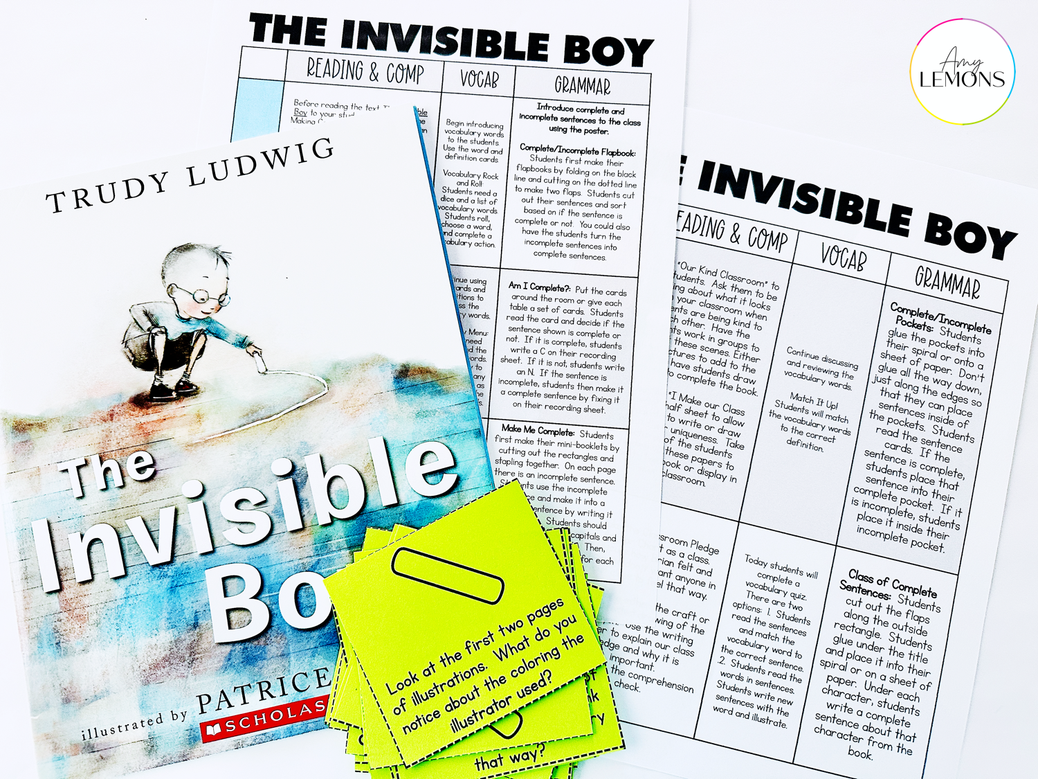 The Invisible Boy book with reading lesson plans for making connections.