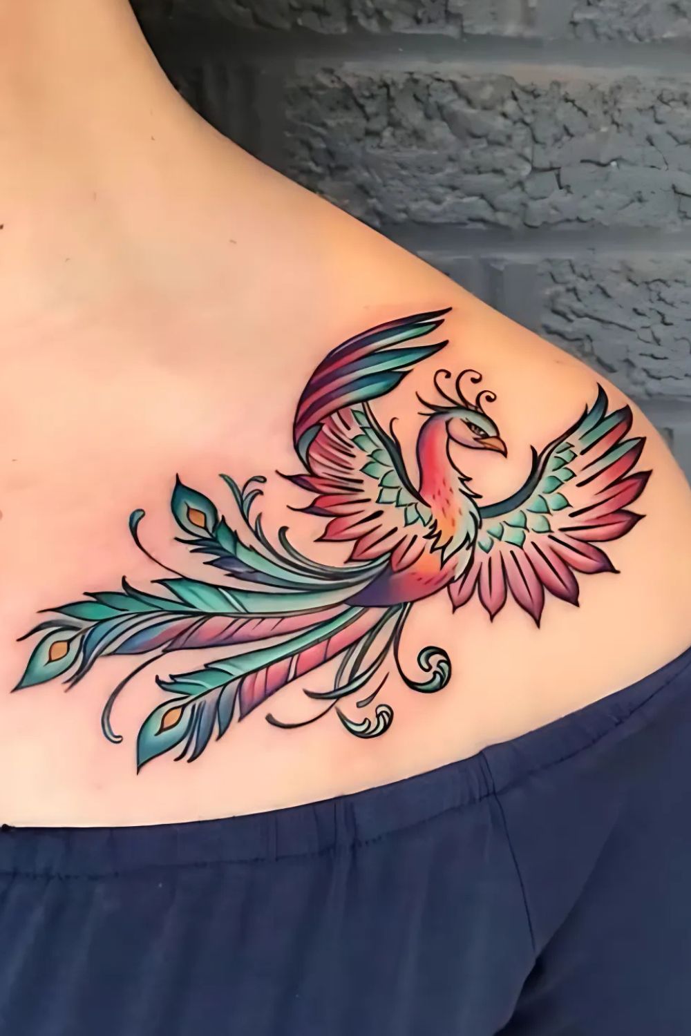Phoenix Front Shoulder Tattoo