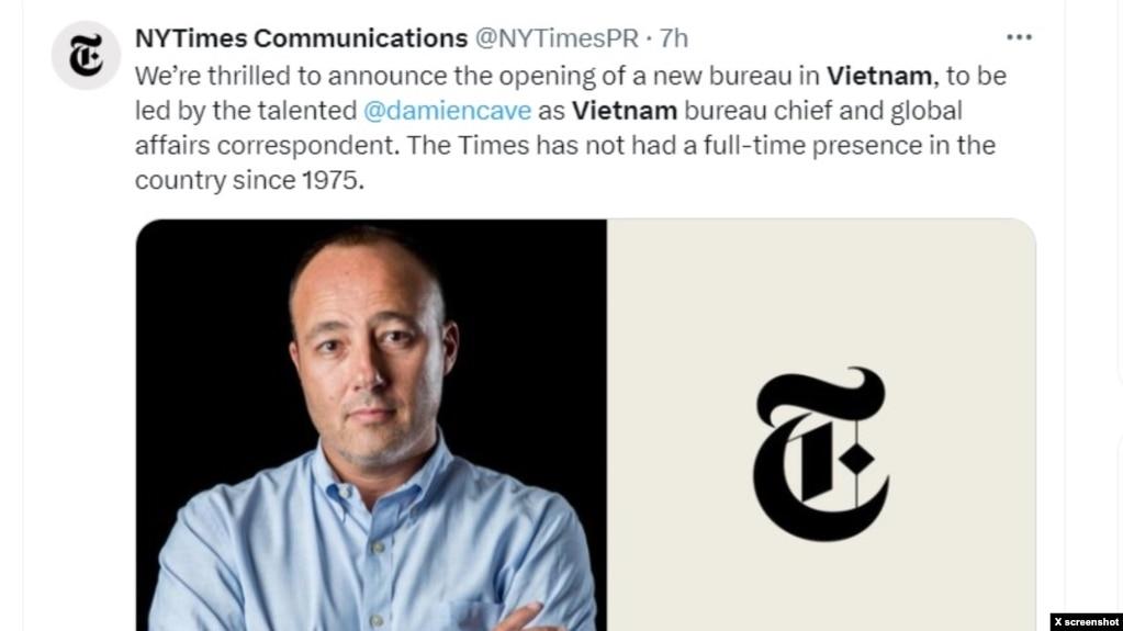 Phóng viên Damien Cave sẽ giữ chức Trưởng Văn phòng Thường trú tại Việt Nam của báo The New York Times. 