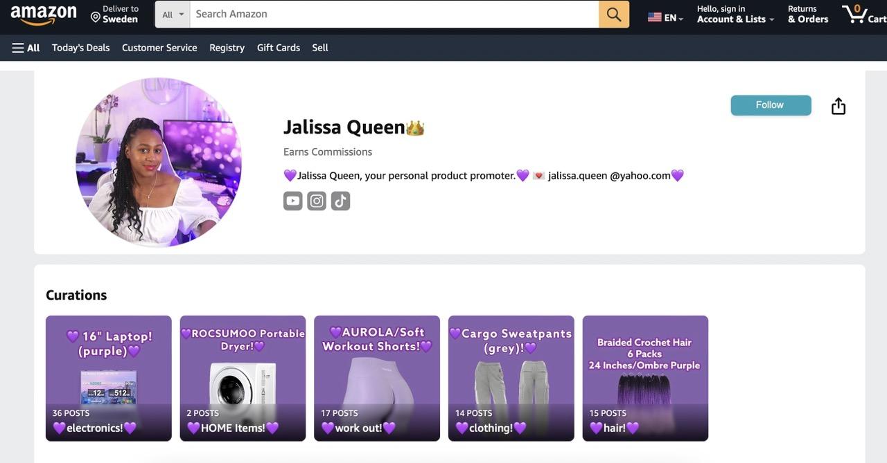 Jalissa Queen's storefront