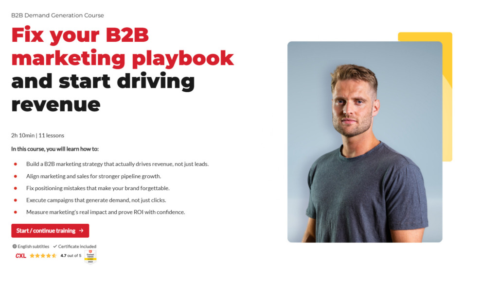 Demand Generation Course: Fix your B2B marketing playbook (CXL landing page)